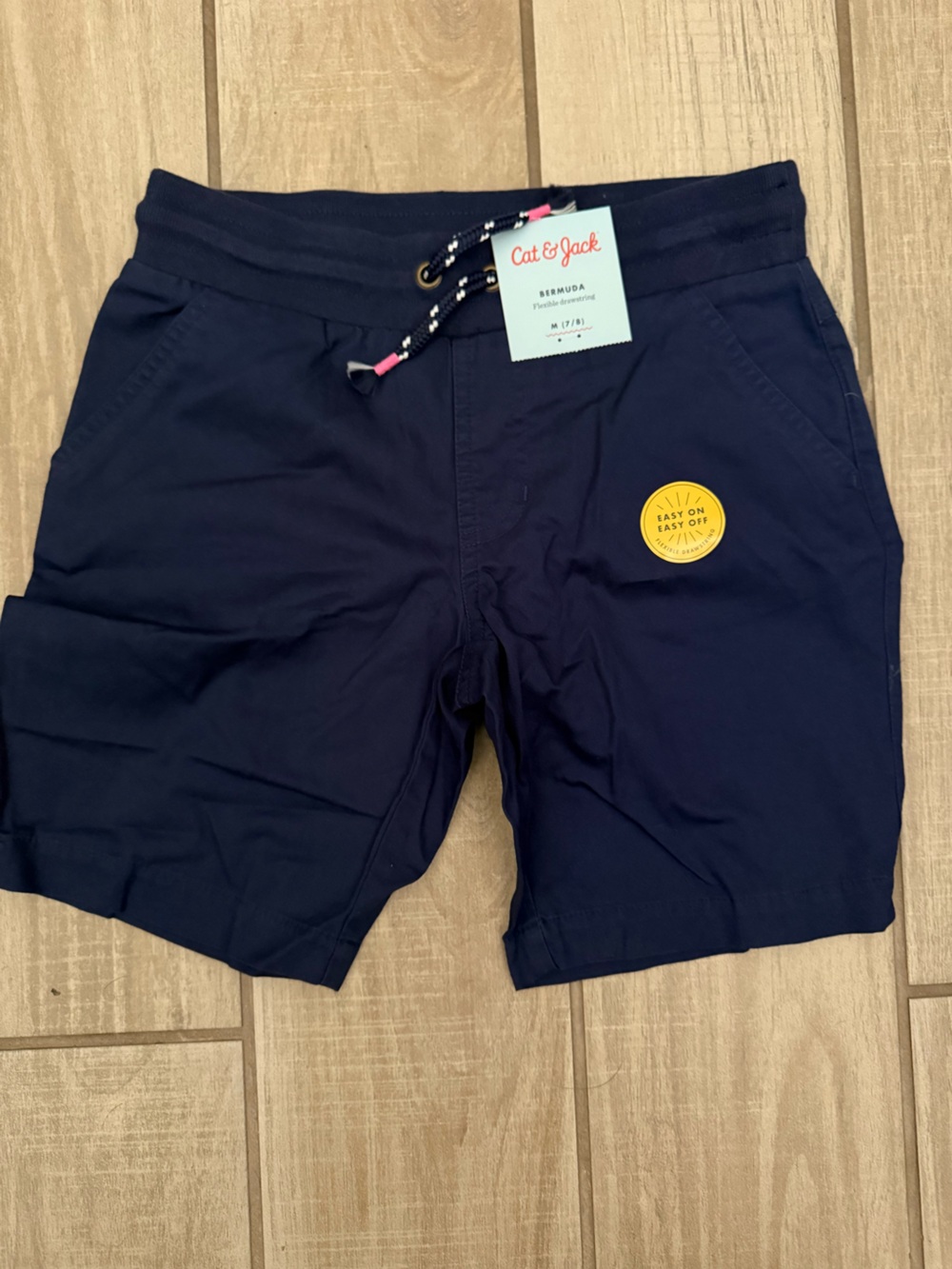 Cat & Jqck Navy Girls Shorts with drawstring size Med 7/8 NEW